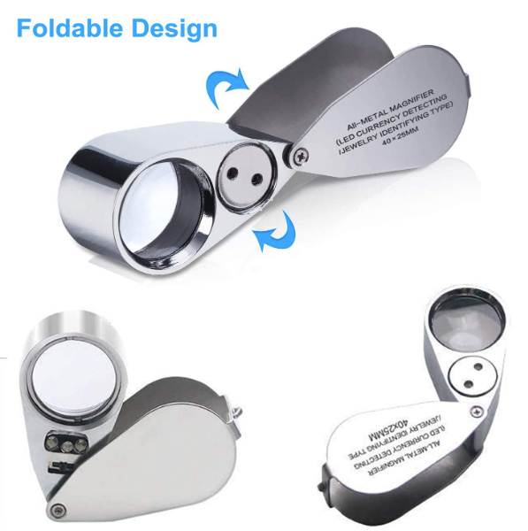 Folding Jeweler's Loupe with light for Mushroom Identification - 40x
