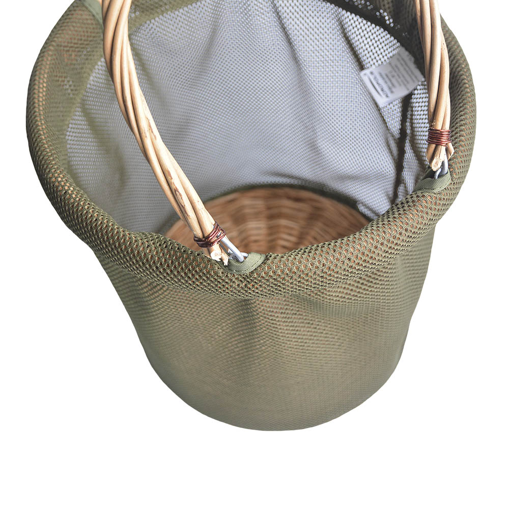 Collapsible Mesh Basket with Wicker Handles and Bottom
